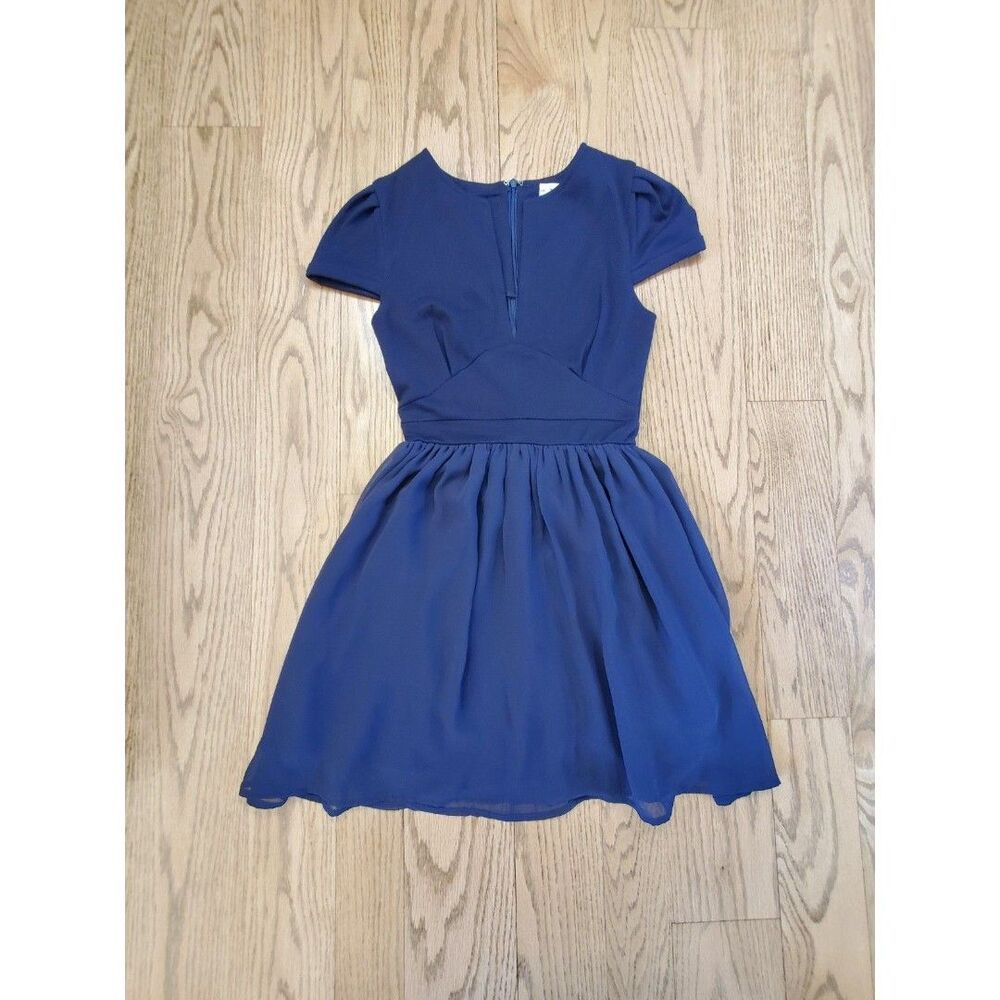Tobi Womens S Simpleton Skater Dress Navy Blue VGUC